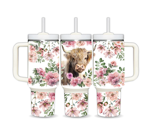 Pink floral cow