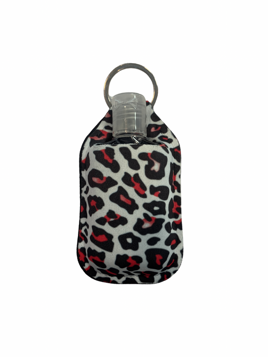 Pink Leopard Print Hand Sanitizer Keyring